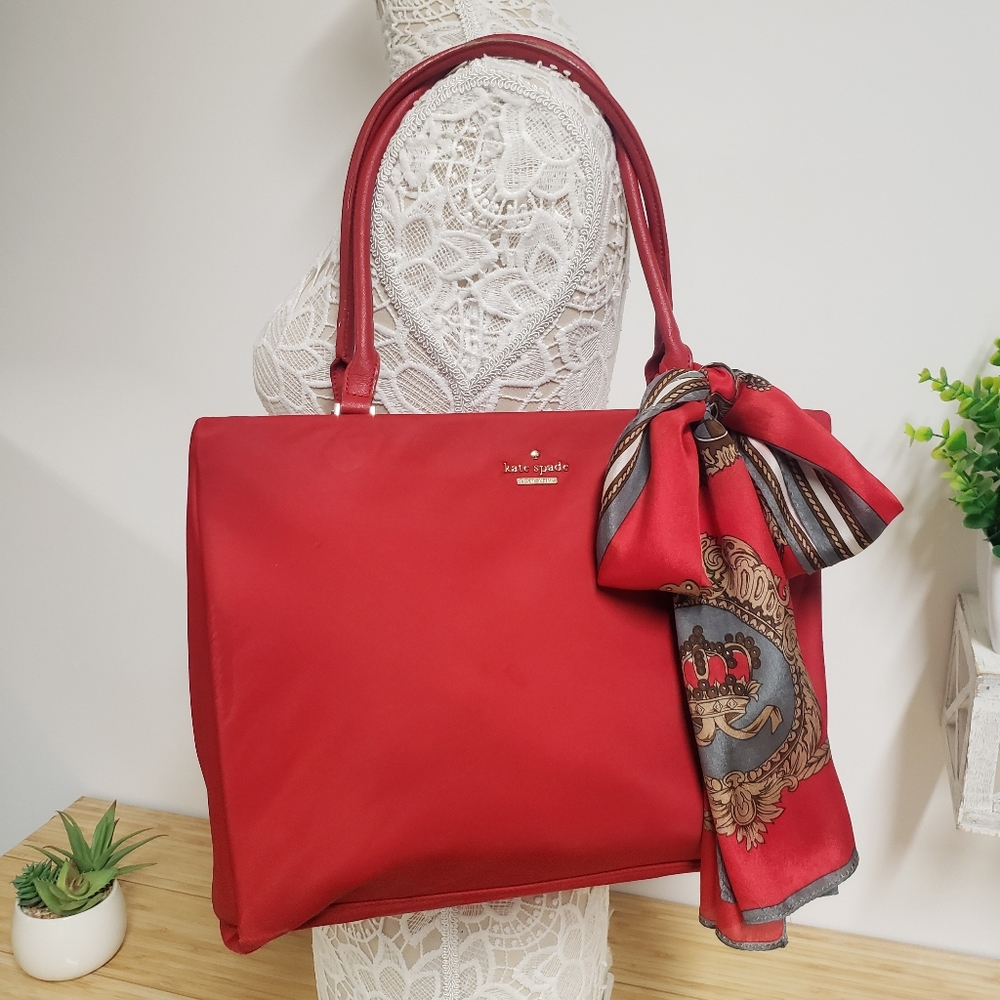 Kate Spade Garnet Red Classic Nylon Phoebe Shoulder Bag Tote